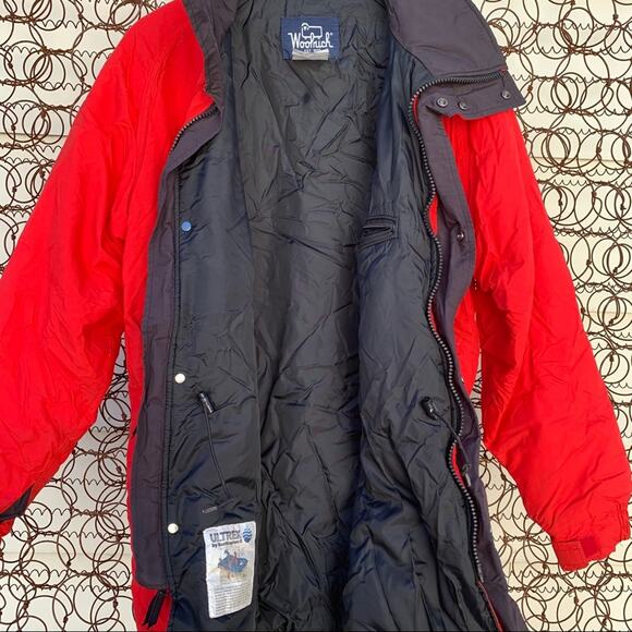 Vintage 90s Woolrich red winter ski coat jacket parka MEDIUM - Picture 2 of 12